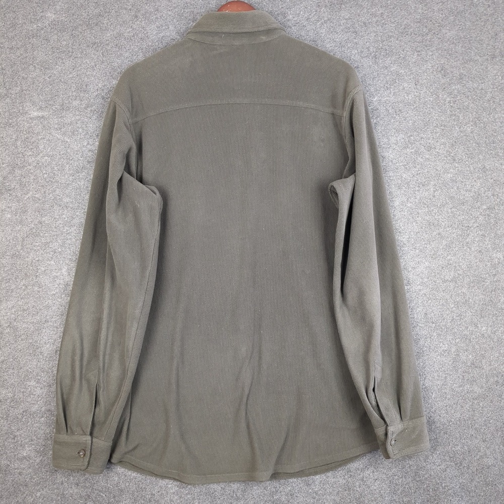 Columbia Mens Large Corduroy Button Down Shirt Olive Green Long Sleeve Hiking L - Picture 8 of 12